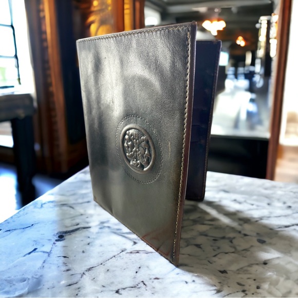 🔸FENDI🔸ULTRA RARE🔸1980 Janus Collection X-Large Unisex Green Leather Wallet - Picture 3 of 16